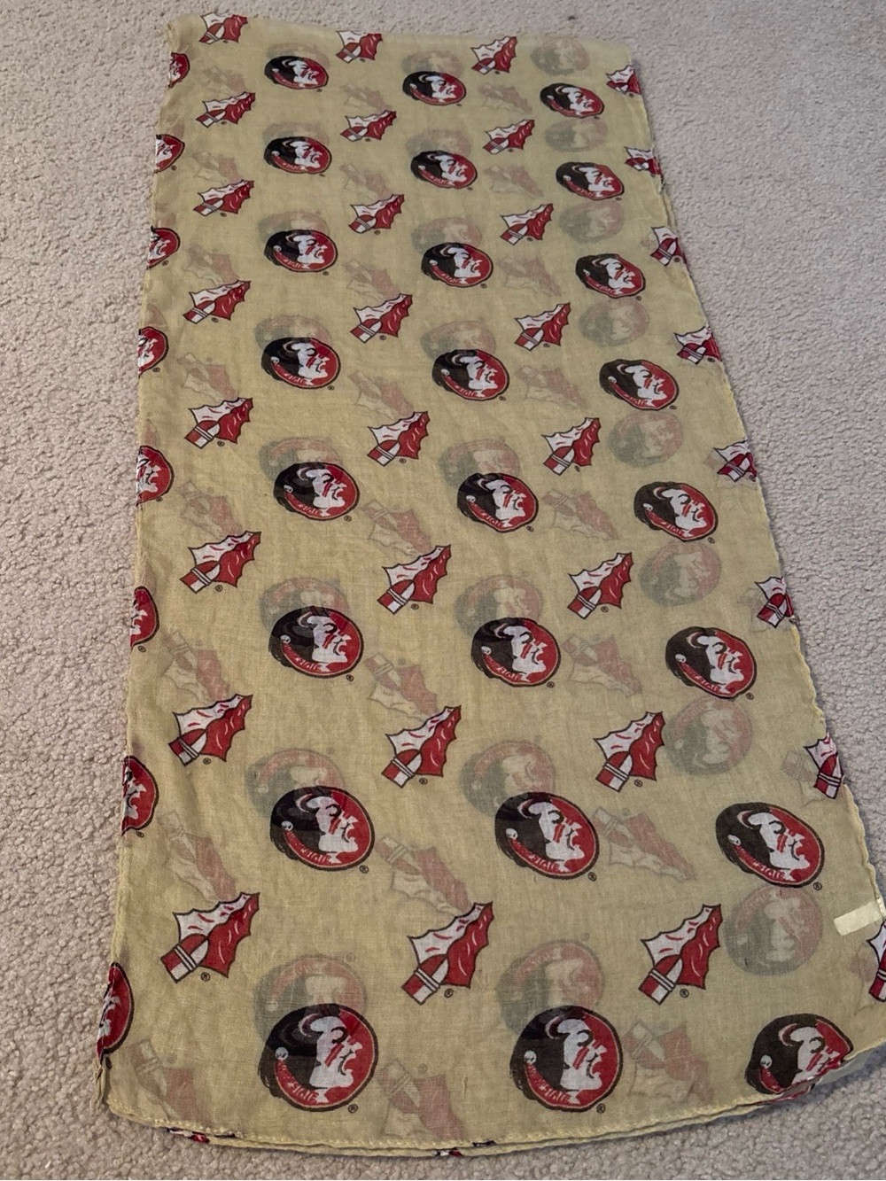 FSU dressy/casual scarf- feat the repeated pattern of Seminole and “FSU”